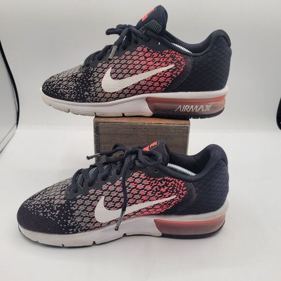Nike Air Max Sequent 2 852465-004 Black Pink Running Shoes Sneaker Size 7 Airmax - Picture 2 of 9